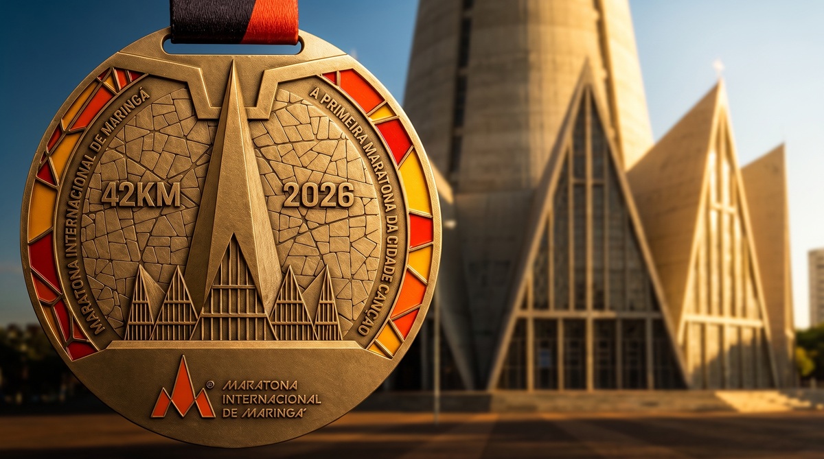 Medalhas da Maratona Internacional de Maringá são inspiradas na Catedral e transformam símbolo da cidade em conquista para os atletas